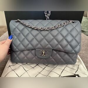 CHANEL Double Flap (jumbo) in periwinkle/lavendar/blue hue